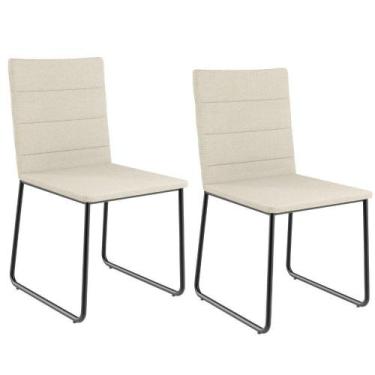 Imagem de Kit 02 Cadeiras Decorativa Estofada Para Sala De Jantar Preto Maya L02