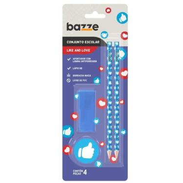 Imagem de Conjunto Escolar Emotion Love - Lápis, Apontador e Borracha - Bazze