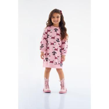 Imagem de Vestido Manga Longa Infantil em Moletom Up Baby, Rosa, 3