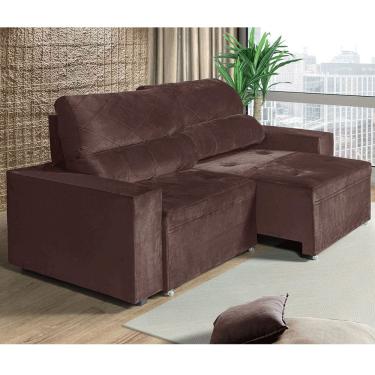 Imagem de Sofa Reclinavel 3 Lugares 2,10m Austria New Tecido Veludo Encosto 4 Posicoes Espuma D23 Certificada