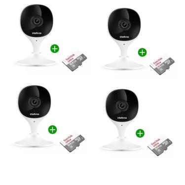 Imagem de kit 4 Câmera Wifi Imx Mibo Full Hd Intelbras Branca C/ Cartao 64gb