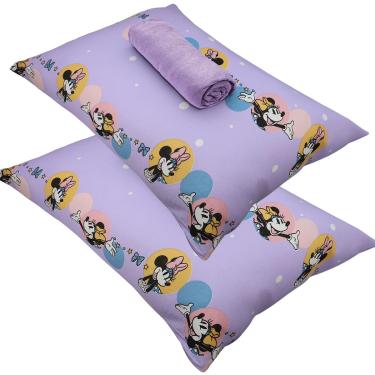 Imagem de Jogo de Cama Portallar Casal Malha 100% Algodão Disney Minnie Feliz 3 Peças Lavanda