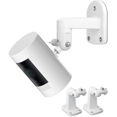 Imagem de Pacote com 3 suportes de parede BFYTN compatíveis com anel de fixação com fio/bateria e anel câmera de segurança HD para ambientes internos, suporte de montagem ajustável de 360 graus (branco)