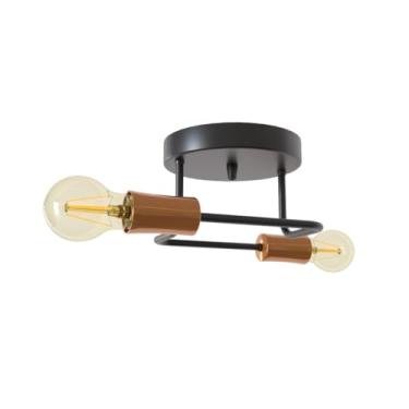 Imagem de Lustre Luminária 2 Braços Quarto Sala Cozinha(Preto e Cobre)