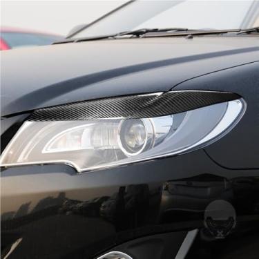 Imagem de 2 peças de acabamento de sobrancelha para farol dianteiro de fibra de carbono real para carro compatível com Toyota Corolla modelo 2013-2016 acessórios leves para carro