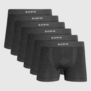 Imagem de Kit 6 Cuecas Lupo Boxer Micromodal Sem Costura 00661, Preto, P
