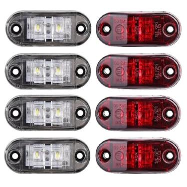 Imagem de Kit 08 Lanternas Led 12/24v Vigia Teto Van Bau Caminhão Barco Cor Cristal/Vermelho KLX