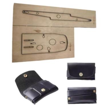 Imagem de YJIUYUANQ Matrizes de corte de couro, base de madeira, cortador de perfuração, máquina de perfuração manual, kit de artesanato para fazer couro feito à mão, sem costura, porta-cartões 105 x 60 mm