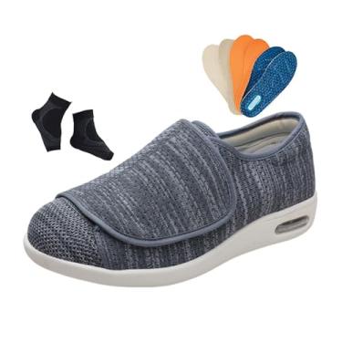 Imagem de Calçado Diabéticos Idosos, Calçado Masculino Ajustável Tamanho Grande E Leve Para Caminhada Para Pés Inchados, Casa Respirável E Confortável Artrite Edema, Alívio Dor Nos Pés Idosos(Dark gray,47 EU)