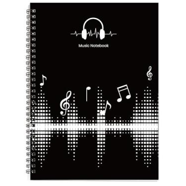 Imagem de MAXCURY Caderno de música em branco, composição de partituras, manuscrito, papel, arte, música, preto, 100 páginas, 26 x 19 cm (DJ)