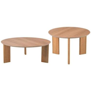 Imagem de Kit 02 Mesas De Centro Para Sala De Estar Pés Madeira Bulat A03 Hanove