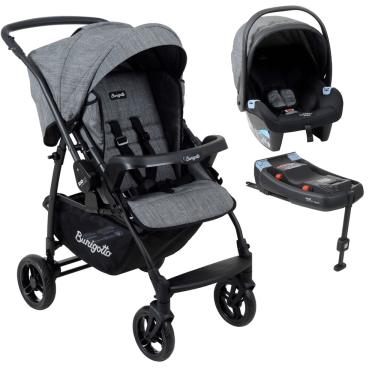 Imagem de Carrinho de Bebê Burigotto Travel Rio K 22 Base ISO Mesclado Preto