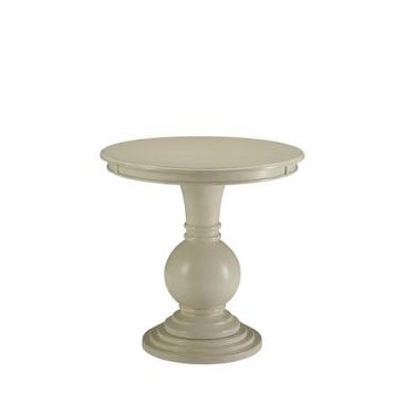 Imagem de Mesa Accent Yardlio Mesa lateral redonda com pedestal branco antigo