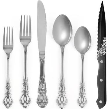 Imagem de Conjunto de talheres Runfly Retro Royal Silver 48 peças para 8