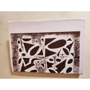 Imagem de caderno de 60 folhas, com Arte em Impressão Abstrata, xilogravura Preto e Branco, Estilo Moderno, caderno com 60 folhas, marca Silvia FLima livros e gravuras,