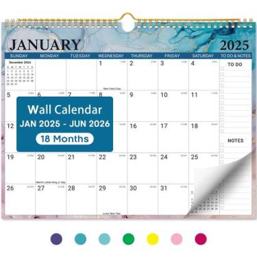 Imagem de Calendário de parede Taja 2025 de janeiro a junho de 18 meses 37x29cm