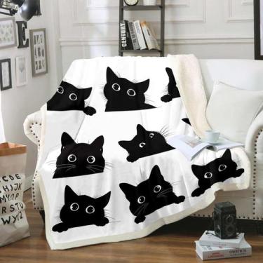 Imagem de Cobertor Feelyou Black Cat Fuzzy para crianças de 130 x 150 cm