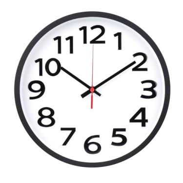 Imagem de Fomaris Relógio de parede preto silencioso sem tique-taque qualidade quartzo operado por bateria relógios para casa cozinha escritório 14 polegadas