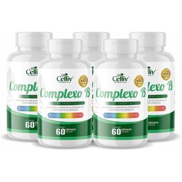 Imagem de Kit 05 Complexo B (B1, B2, B3, B5, B6, B7, B9, B12) 60 Caps de 500MG Celliv-Unissex
