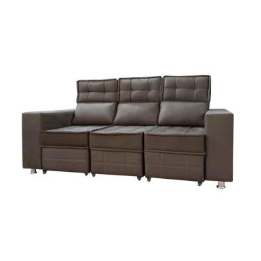 Imagem de Sofá Retrátil E Reclinável 3 Lugares Londres 2.10cm C/molas - Suede Marrom