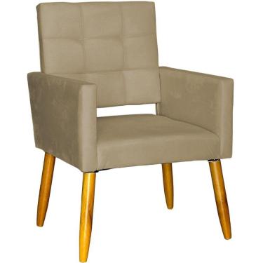 Imagem de Poltrona Decorativa Para Sala Recepção Isa Suede Cores Pé Palito Castanho