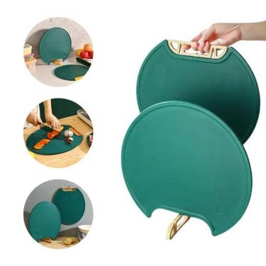 Imagem de Tábua De Corte Verde Redonda Borda Ralador Alça E Suporte