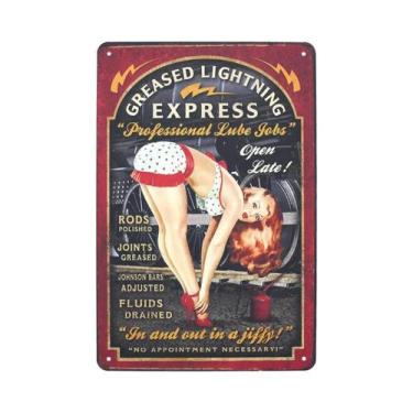 Imagem de Placa De Metal Vintage Da Estação De Gasolina Route 66 Com Meninas Pin