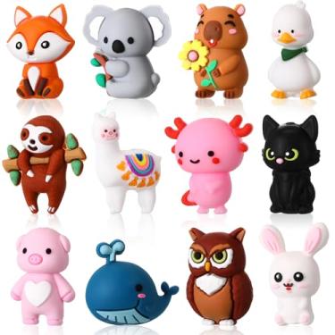 Imagem de Watersay 12 peças de contas focais de silicone 3D canetas contas contas a granel para chaveiro com contas, artesanato faça você mesmo, colar, pulseira, corrente de telefone, pingentes para fazer joias