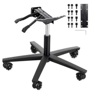 Imagem de Frassie Cadeira para jogos de escritório, conjunto de base de metal, peça de substituição, pernas largas com mecanismo de inclinação do encosto de ajuste, 1 cilindro de gás e 5 rodas