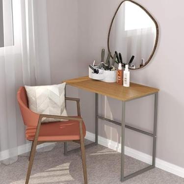 Imagem de Escrivaninha Mesa computador Industrial Escritório Mesa Aço Mdf 80cm Home Office 100% MDF Pliar (FENDI/MADEIRADO)