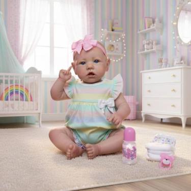 Imagem de Bebê Boneca Reborn Saskia Siliconada com Acessorios Realista Pode dar 