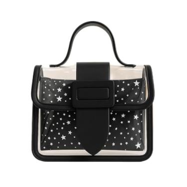 Imagem de Bolsa tiracolo feminina transparente moderna – bolsa de mão pequena colorida e bolsa de ombro, Preto, Medium, Mochila casual