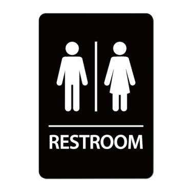 Imagem de Sinais de banheiro para casa e negócios, autoadesivo, impermeável, moderno, unissex, adesivo de sinalização de porta de banheiro, decoração de banheiro para casa, escritórios, restaurantes, lojas e