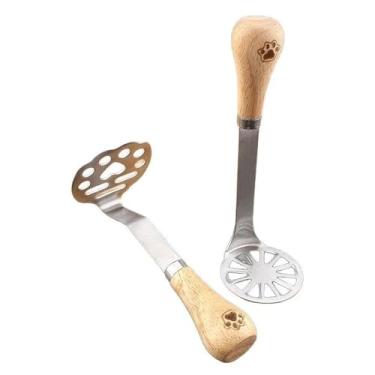 Imagem de Espremedor de batata de aço inoxidável, espremedor de batata de metal fofo, trituradores de alimentos, legumes, frutas, espremedor versátil, resistente ao calor, lavável na lava-louças, fácil de