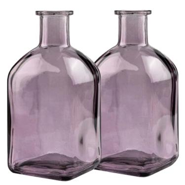 Imagem de Conjunto de 2 vasos pequenos transparentes estilo costeiro, vaso de vidro minimalista nórdico, moderno e simples, adequado para mesa de jantar, estante de livros, decoração de entrada (roxo)