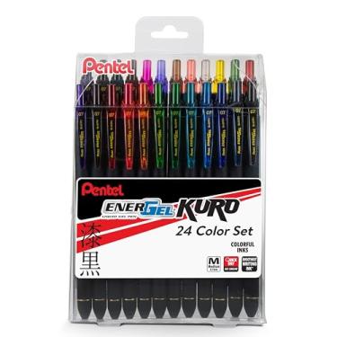 Imagem de Caneta de gel líquido EnerGel Kuro, (0,7 mm) linha média, tinta sortida, 24 peças