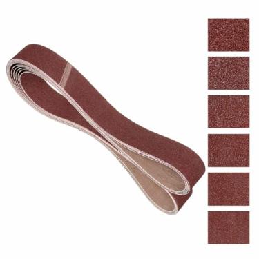 Imagem de Kozelo 6 peças de correias de lixamento 5 x 182 cm 36/40/60/80/100/120 lixa abrasiva de óxido de alumínio para lixadeira de cinto lixadeira de metal moagem de madeira trabalho solda remoção de