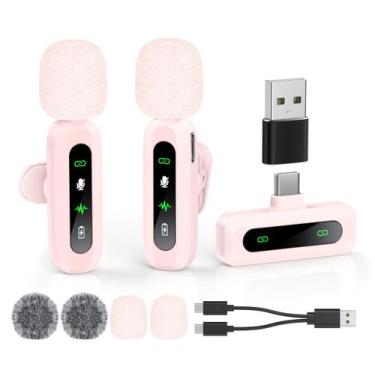 Imagem de Microfone USB C Lavalier Mini microfone sem fio para telefone/tablet/P