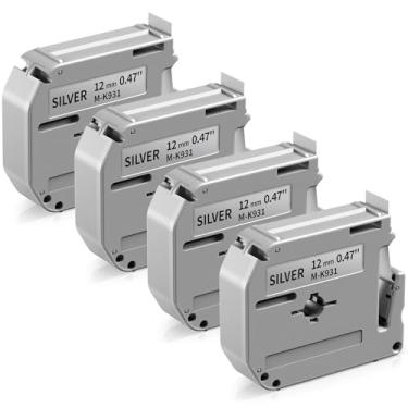 Imagem de Anycolor Substituição de fita de etiqueta M-931 para Brother P Touch M-931s M Tape 12 mm 0,47 prata M-K931 M-931s M931 fita para Brother PT-M95 PT-70BM PT-90 PT-85 PT-65 refil de etiqueta, pacote com