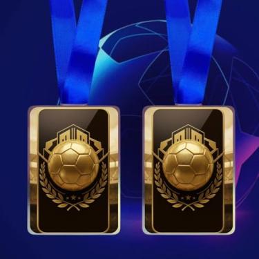 Imagem de Medalha Para Futebol De Campeão Premiação Honra ao Mérito para Campeão Com Fita Azul Kit 10 Peças