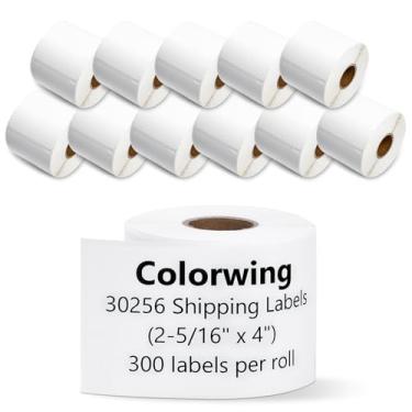 Imagem de COLORWING Etiqueta a30256 compatível com Dymo 30256 (2-5/40.6 cm x 10.2 cm) LW Etiquetas de envio brancas grandes 59 mm x 102 mm para etiquetadoras 450 impressoras Twin Turbo e Rollo, 12 rolos