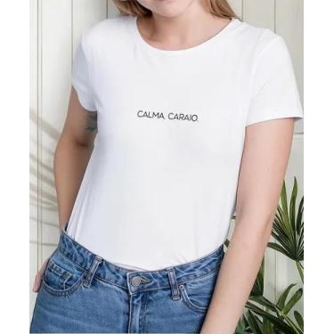 Imagem de Camiseta Camisa de Algodão Adulto Masculina Feminina Calma Caraio Engr