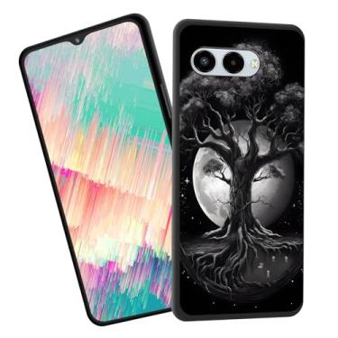 Imagem de EFGWSDER Capa para T-Mobile Revvl 8, capa fina à prova de choque de silicone de borracha macia TPU para T-Mobile Revvl 8, árvore da vida lua