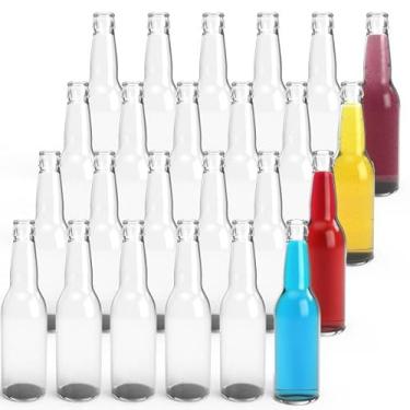 Imagem de Garrafas de cerveja de vidro transparente - 325 ml (pacote com 24) para engarrafar cerveja caseira, kombucha, refrigerante, café frio, água com gás e outras bebidas carbonatadas - Leva a tampa de