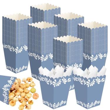Imagem de Gueevin 100 caixas de pipocas azuis Cielito Lindo caixas de pipoca com recorte pequeno México Cielito Lindo lembrancinha de festa a granel para decorações de noite de cinema, chá de bebê, artigos de