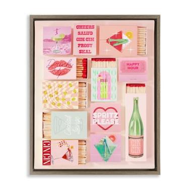 Imagem de Stupell Industries Glam Cocktails Retro Matches Gray Framed Floater Canvas Wall Art, design by Lil' Rue, 21 x 17