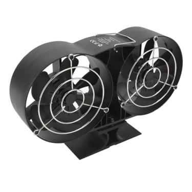 Imagem de Ventilador de Fogão a Lenha Ventilador de Lareira de 12 Lâminas Com Alça de Tampa Protetora Ventilador de Fogão Com Motores Duplos de Circulação de Ar Quente de Alumínio para