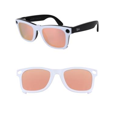 Imagem de HILEEN Clipe polarizado para Ray-Ban Meta Wayfarer RW4008 e Gen 2 RW4012 Grande 53-22 para homens e mulheres proteção UV - ouro rosa