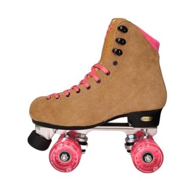 Imagem de Galaxy Skates Venus Rose Patins LED - Patins femininos de camurça com iluminação de couro quadrilátero, patinação interna e externa, patins premium vários tamanhos (3)