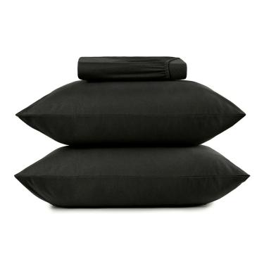 Imagem de Jogo Cama King 3 Pcs Malha Fio Penteado Preto Altenburg